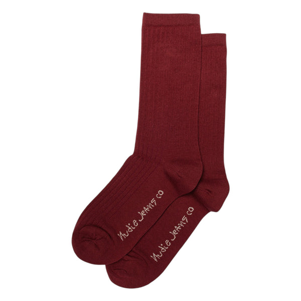Nudie W Cotton Ribbed Sock (burgundy)