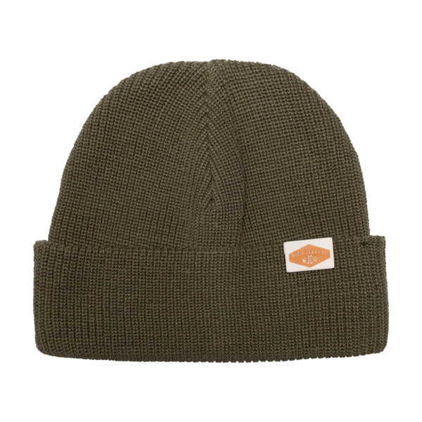 Nudie Cotton Ribbed Beanie (olive)