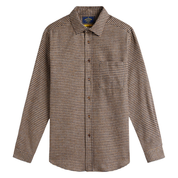 Portuguese Flannel Abstract Pied Poule LS Shirt (navy)