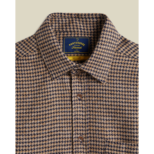 Portuguese Flannel Abstract Pied Poule LS Shirt (navy)