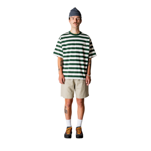Woodbird Beam Stripe T-Shirt (pine green)