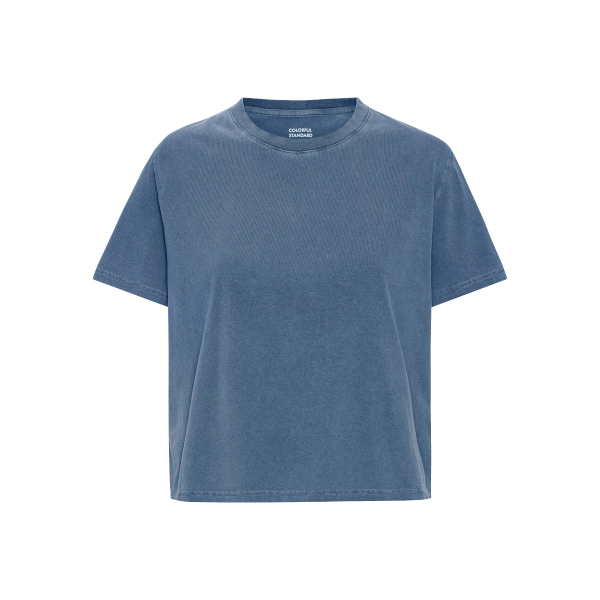 Colorful Standard W Organic Boxy Crop T-Shirt (faded indigo)