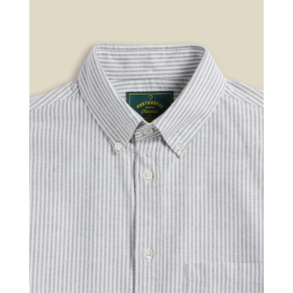 Portuguese Flannel Brushed Oxford Stripe LS Shirt (moss green)