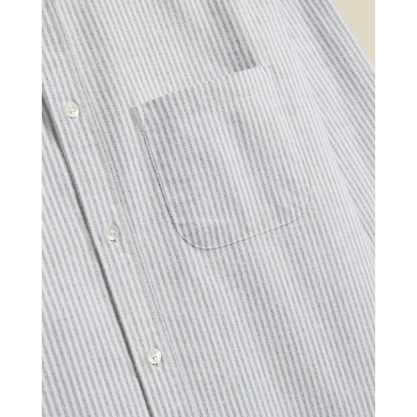 Portuguese Flannel Brushed Oxford Stripe LS Shirt (moss green)