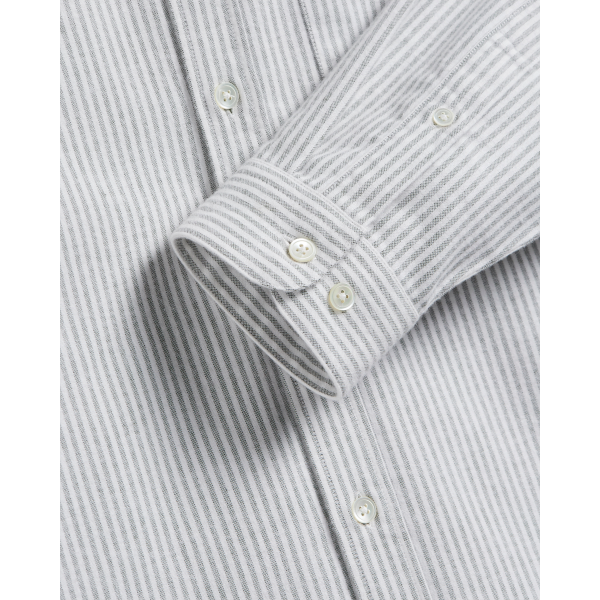 Portuguese Flannel Brushed Oxford Stripe LS Shirt (moss green)