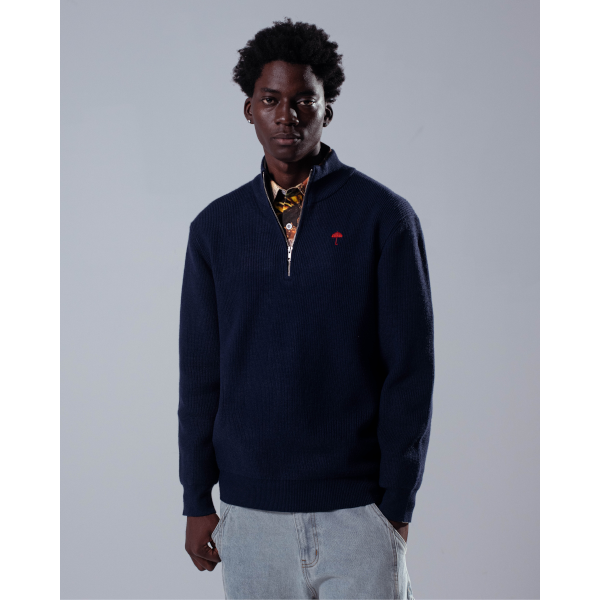 Hélas Classic Quarter-Zip Knit (navy)