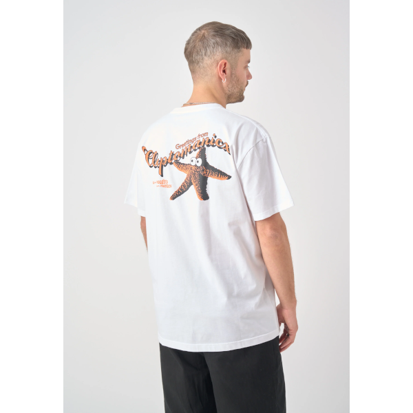 Cleptomanicx Happy Starfish Boxy Tee (white)