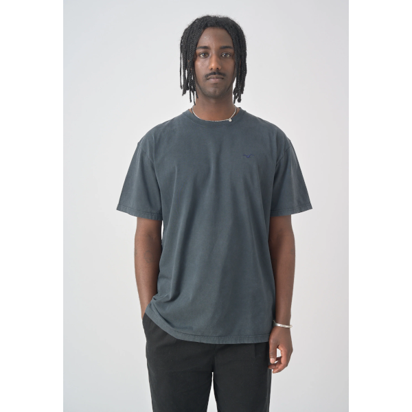 Cleptomanicx Ligull Washed Boxy Tee (blue graphite)