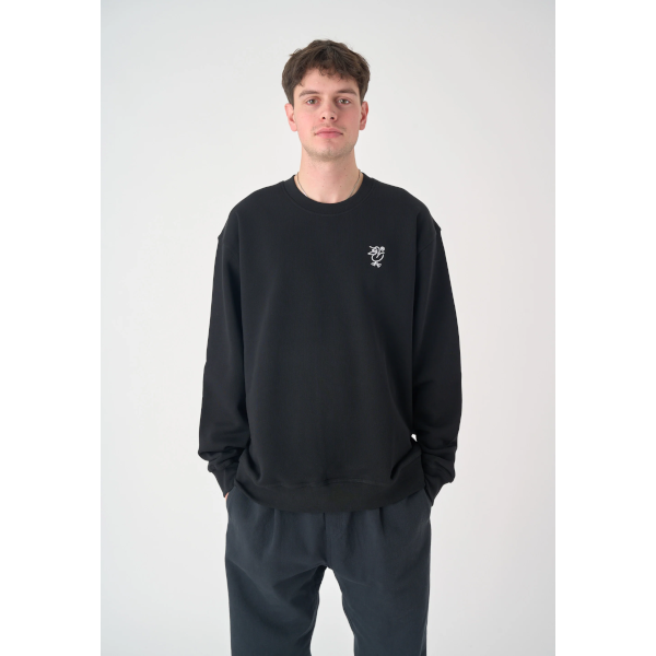 Cleptomanicx Sketch Gull Boxy Crewneck (black)