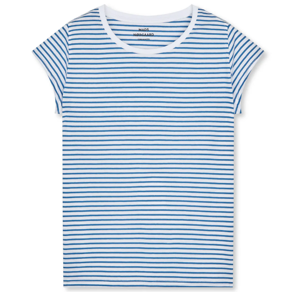 Mads Norgaard W Teasy Stripe T-Shirt (brilliant white/bright cobalt)
