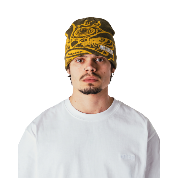 Woodbird Yan Lion JQ Beanie (dark brown-yellow)