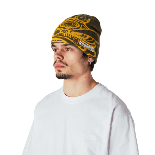 Woodbird Yan Lion JQ Beanie (dark brown-yellow)