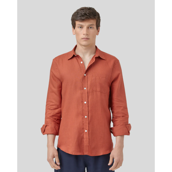 Portuguese Flannel Linen LS Shirt (terracotta)